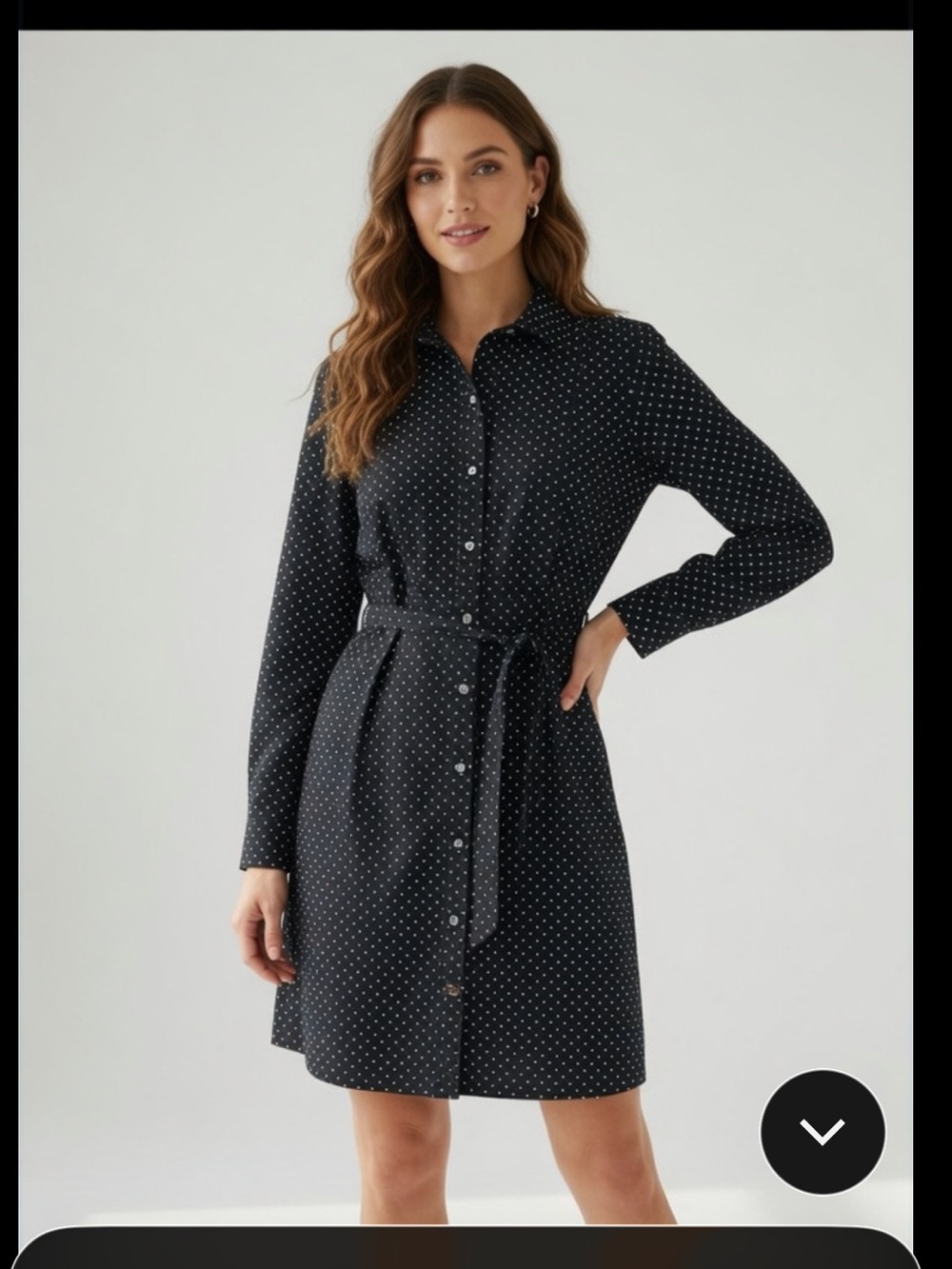 Tommy Hilfiger Stretch Shirt Dress Sz S/P Navy Polka Dot - preppy Classic